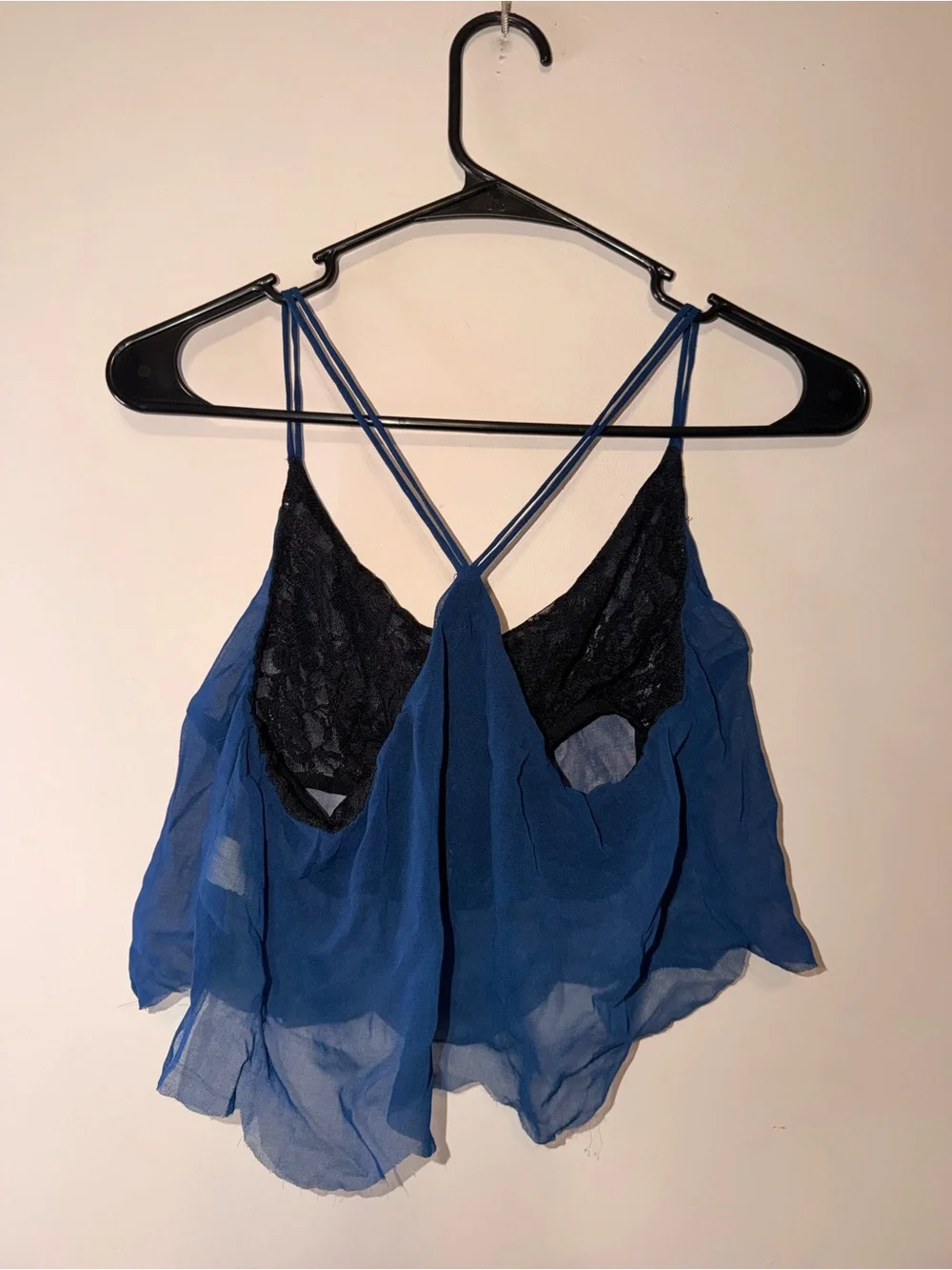 Ruby & Jenna Y2K Sheer Lace Spaghetti-Strap Camisole - Blue